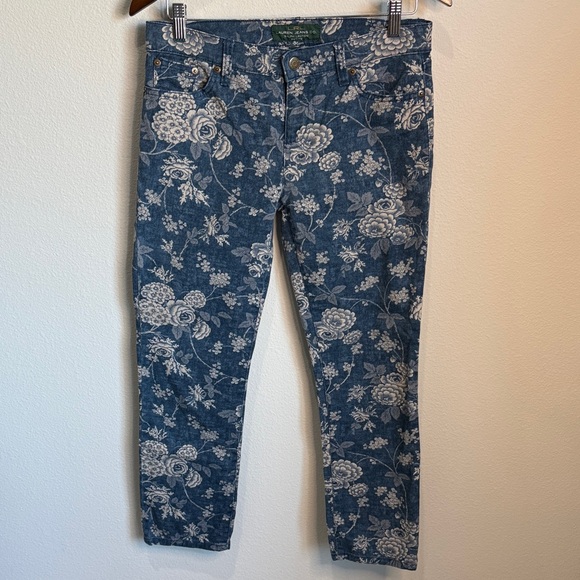 Lauren Ralph Lauren Denim - LRL Lauren Jeans Co. Blue Cream Floral Denim Jeans 5 Pocket Size 4P